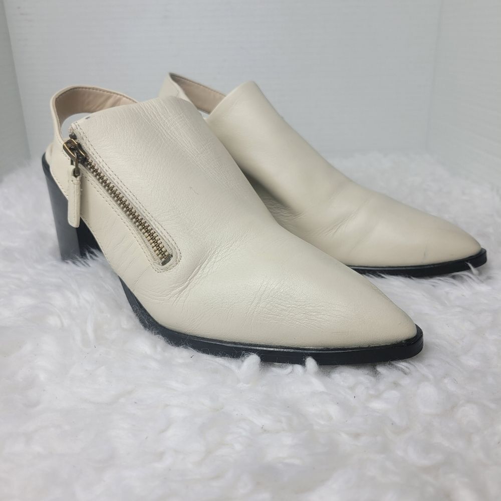Cole Haan Ivory Sling Womens Size 9B Block Heel Side Zip Heels Grand 360 W19450
